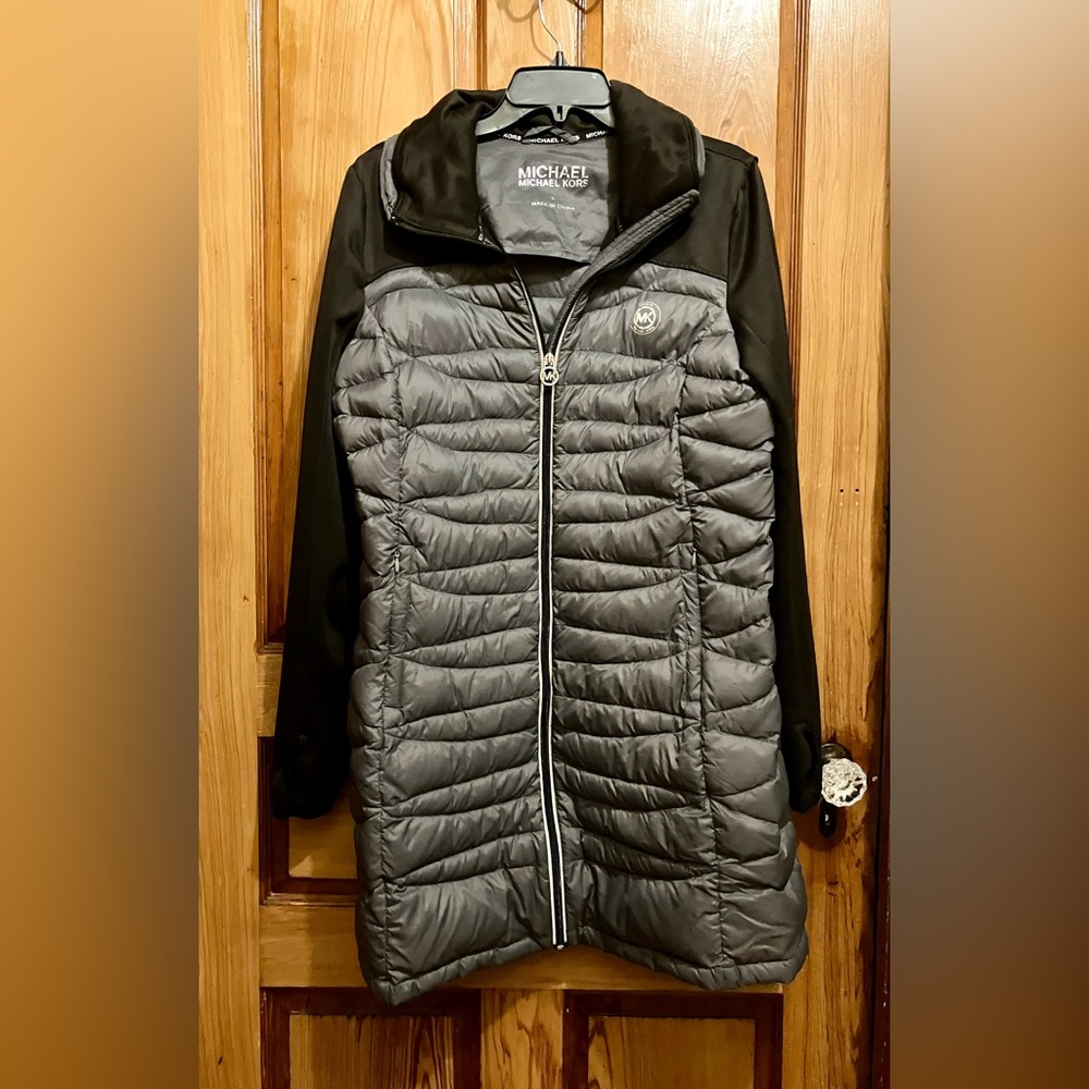 Michael Kors Gray & Black Puffer Coat